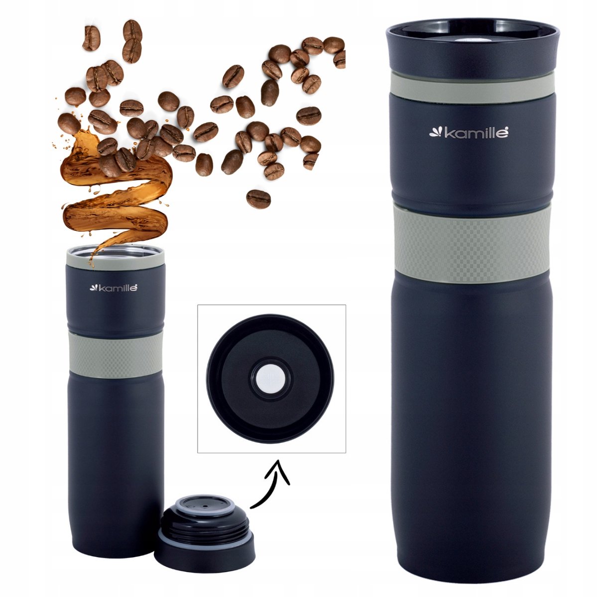 Kamille Thermos Mok 900ml RVS - 100% Lekvrij & Warmte-isolerend