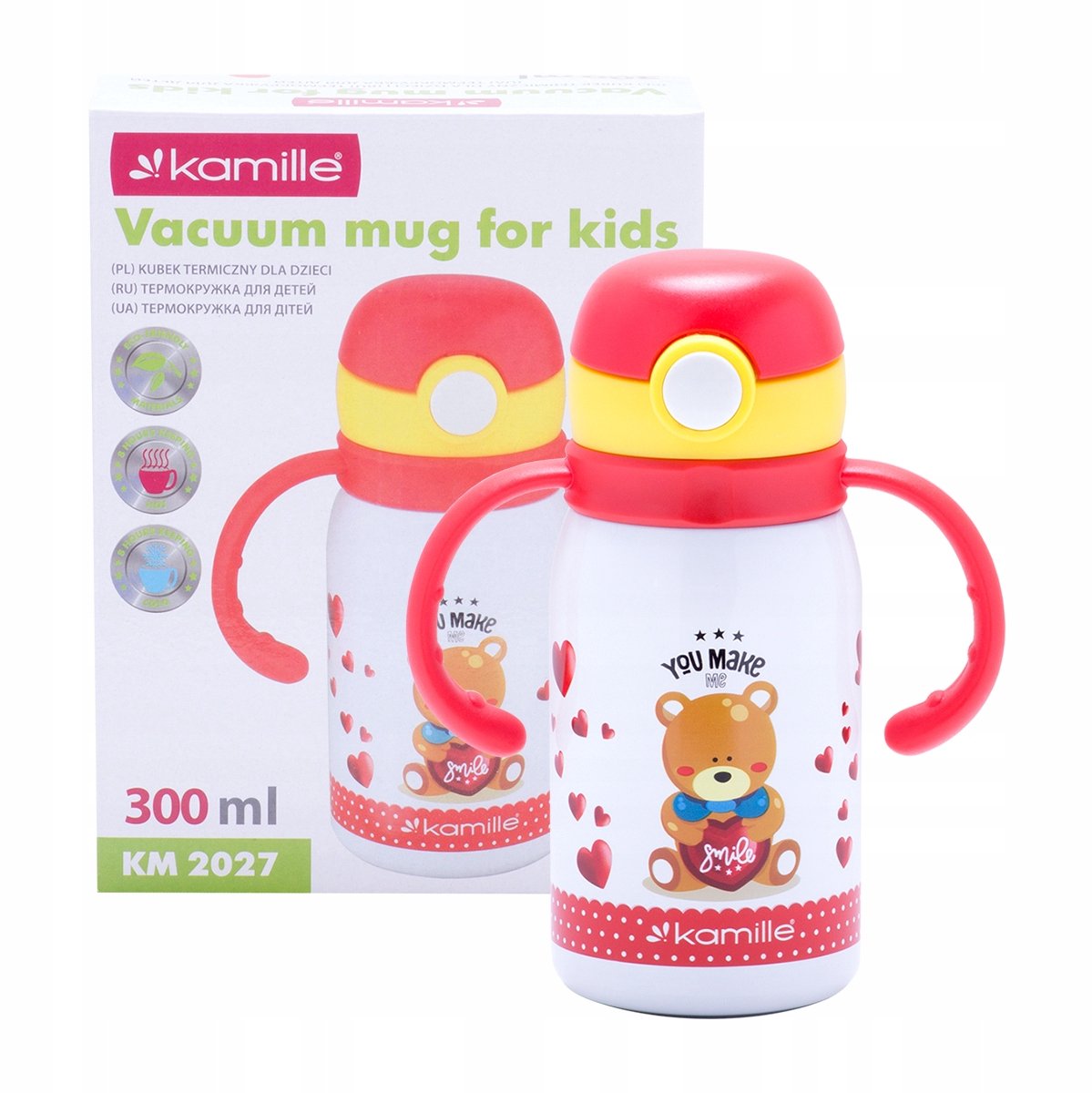 Merkloze Thermosbeker Kinderen met Rietje - 300ml