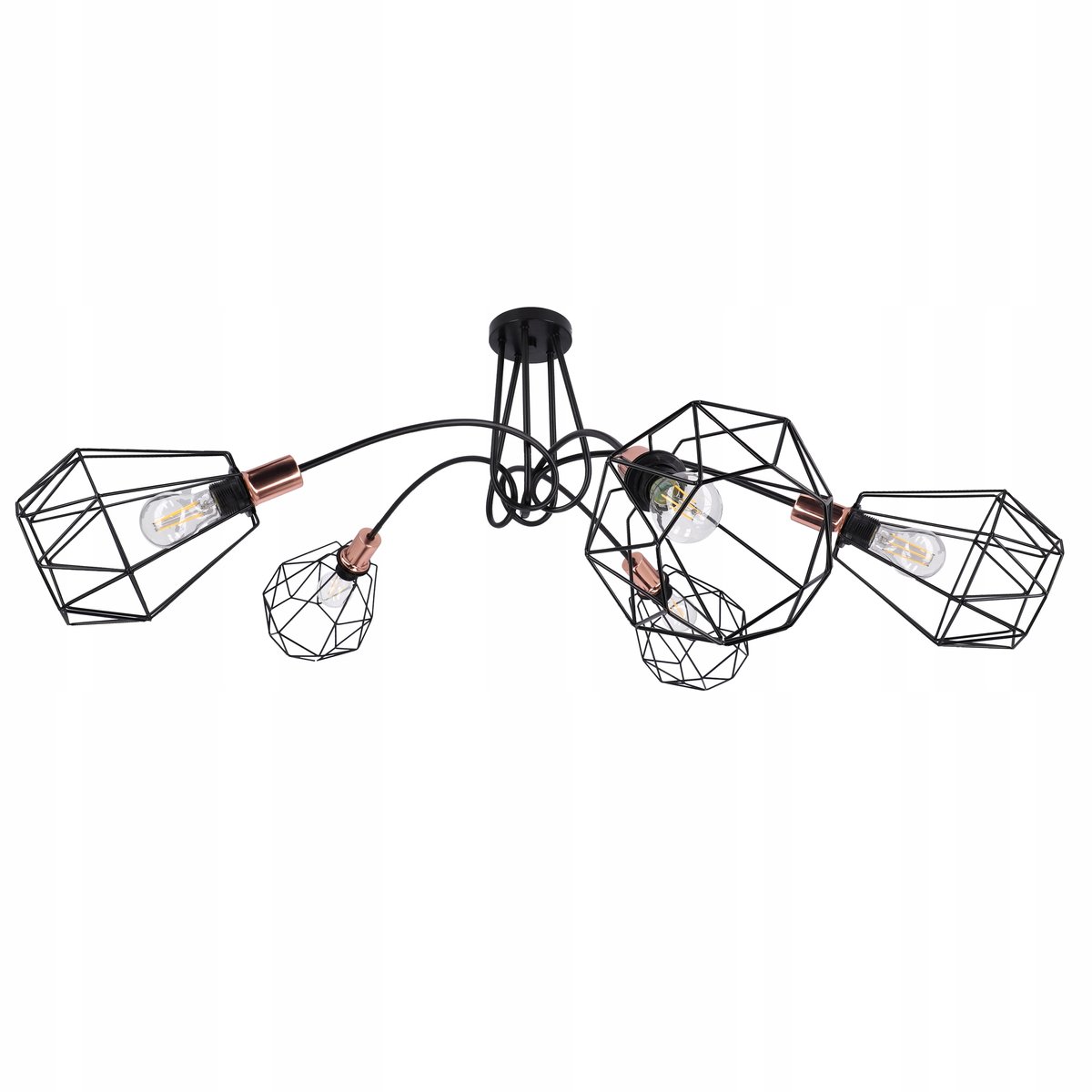 Hanglamp Diamant Loft Retro Zwart - 5x E27