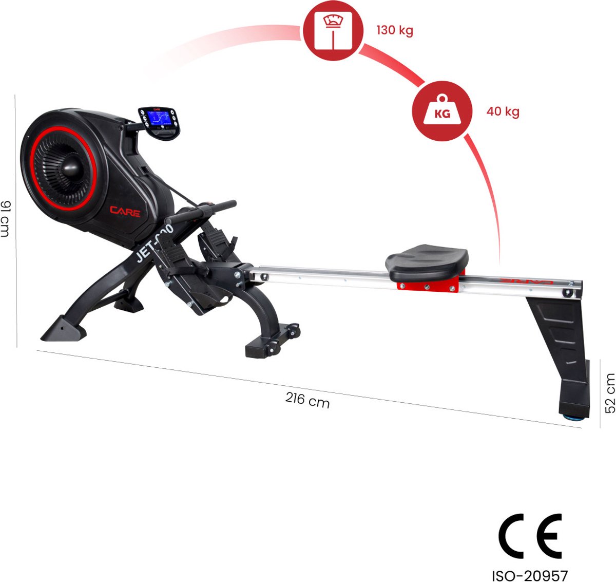 CARE Roeitrainer Jet 600-2 Thuisgebruik Kleur 1 - afbeelding 2