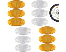 Fietsspaakreflectoren - 12-delige fietswielreflectoren - Fietswielreflectoren - Fietsklemmen met hoge zichtbaarheid - Veiligheidsaccessoires voor mountainbikes - Waarschuwingen voor verkeersveiligheid - Wit + Geel