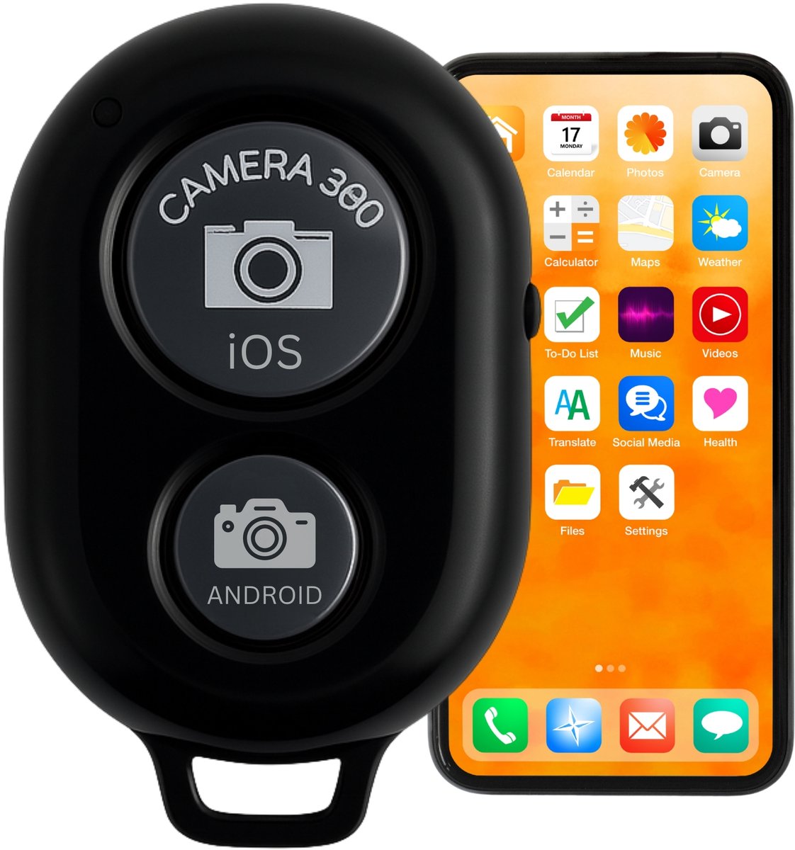 TronicXL Bluetooth Selfie Remote – Draadloze Afstandsbediening geschikt voor iPhone en Android - Foto & Video Shutter - Compact & Licht