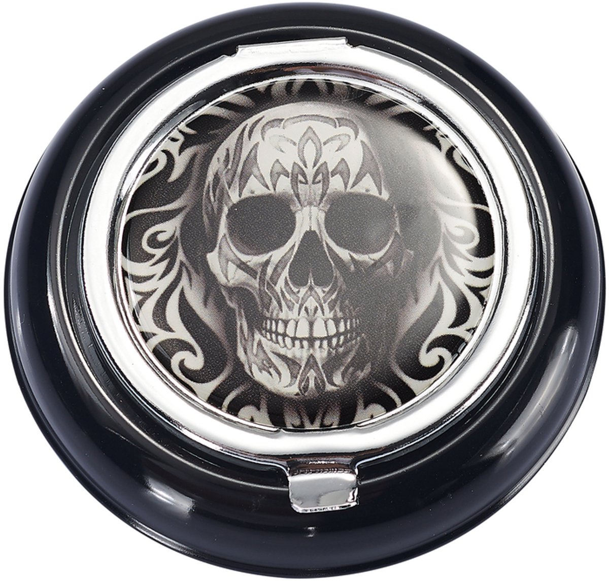 Zak asbak - Draagbaar - Pocket Asbak - Klikslot - Metaal - Skull Design - 6,7 cm