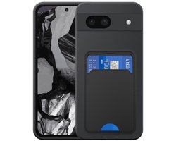 Geschikt voor Google Pixel 8A Telefoonhoesje met TPU Pasjeshouder - Flexible Back Cover Case Siliconen TPU with Cardslot - Zwart - Smartphonica geschikt voor Google Pixel 8A