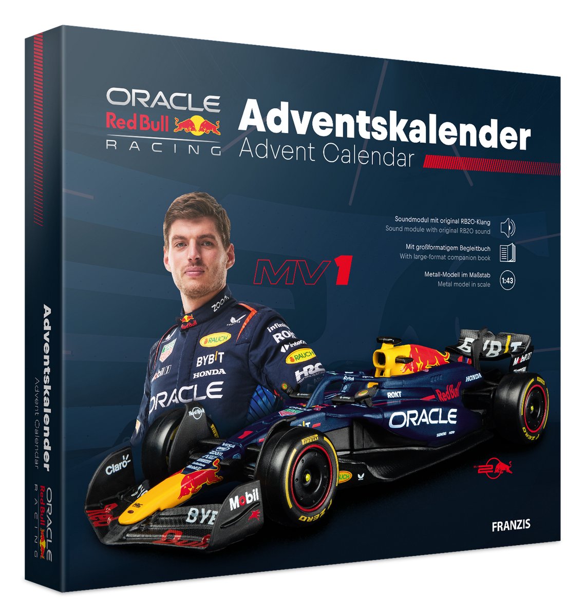 Franzis F1 Adventskalender 2025 - Max Verstappen RB20 - Metalen Modelbouwpakket
