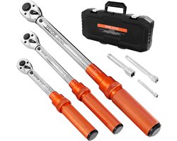 VEVOR Click Momentsleutelset 3-Delige Dual Range Weegschaal 72 Tanden