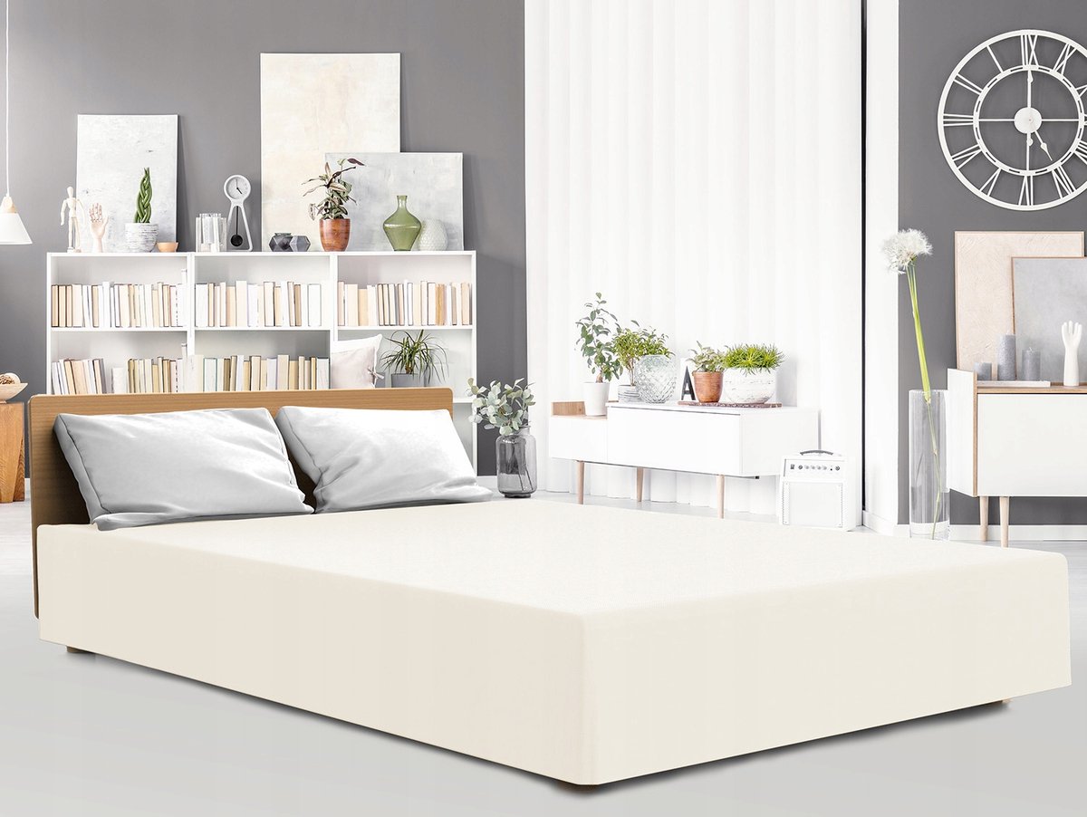Hoeslaken met elastiek 90x200cm - Zacht Jersey - Beige
