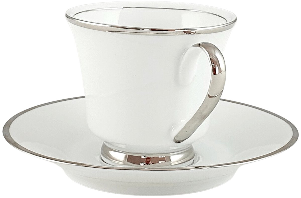 Oxford Platin Kop en Schotel 220ml - Handgeschilderd met Platina