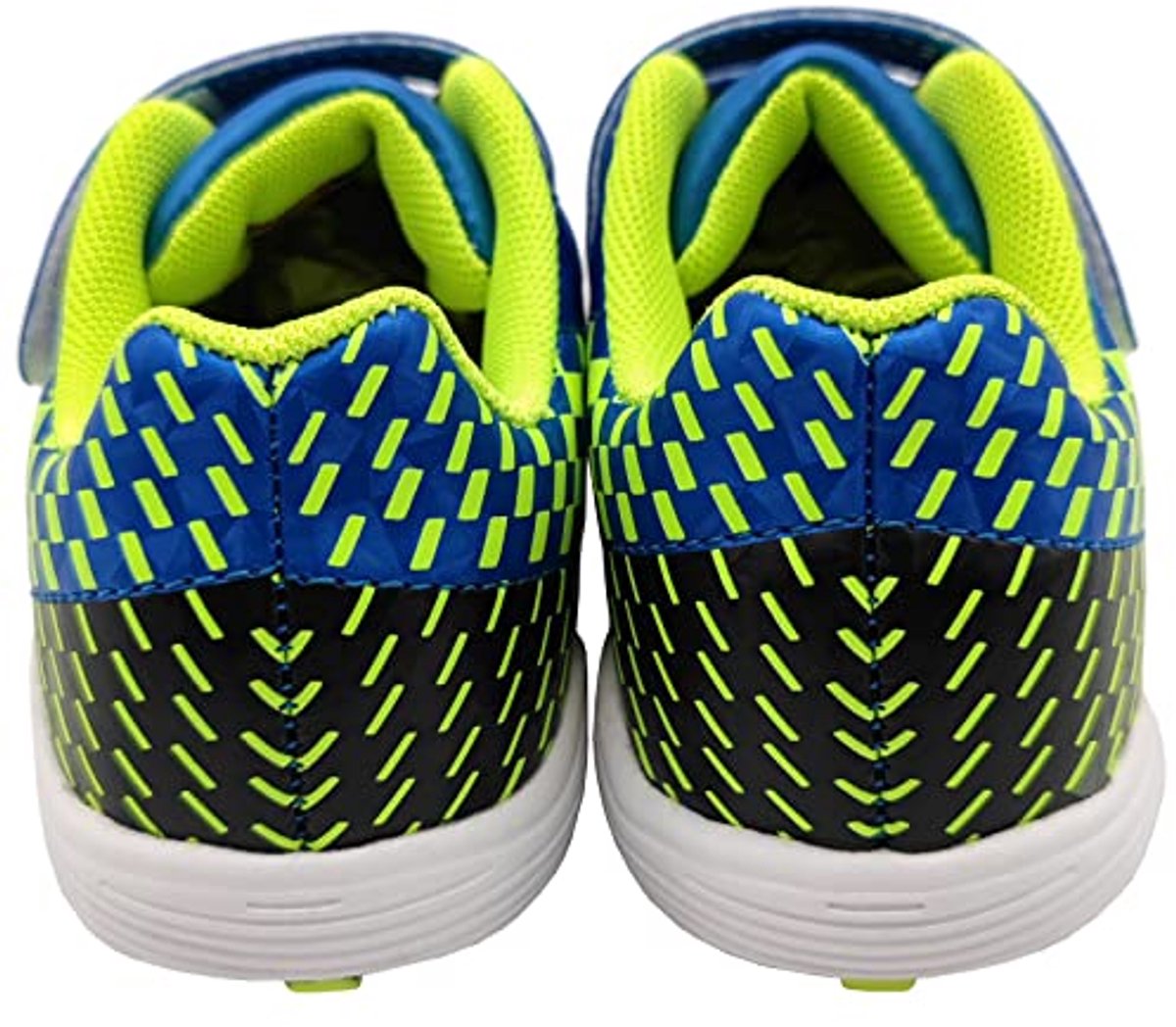 Stevige kindervoetbalschoenen met blauw en geel design, ideaal voor jongens en meisjes, geschikt voor sport en outdoor.