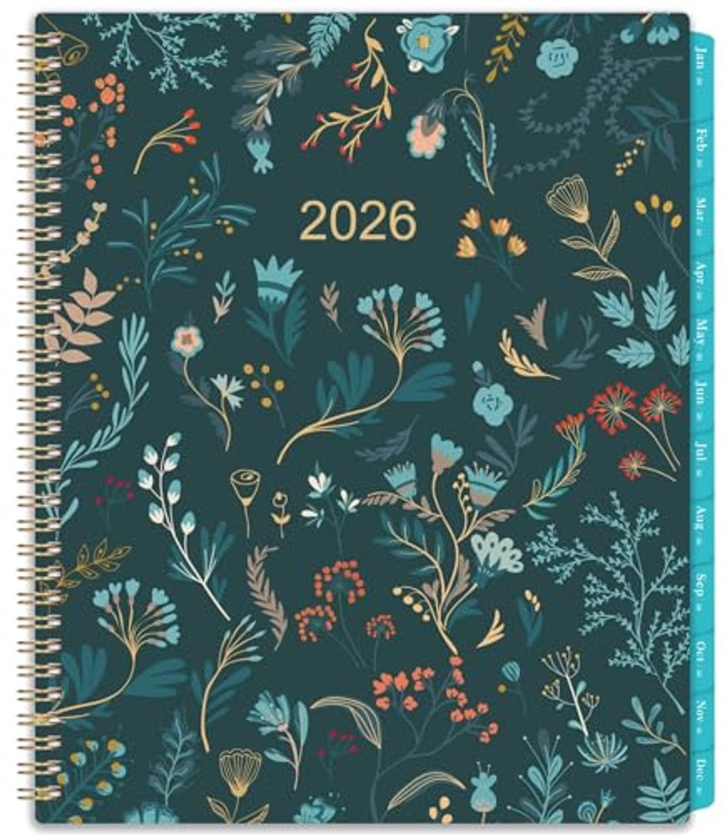 Maandplanner 2026 - Flexibele Planner met Tabbladen, Dikkere Papier, 12 Maanden, 9 x 11 Inch in Groen
