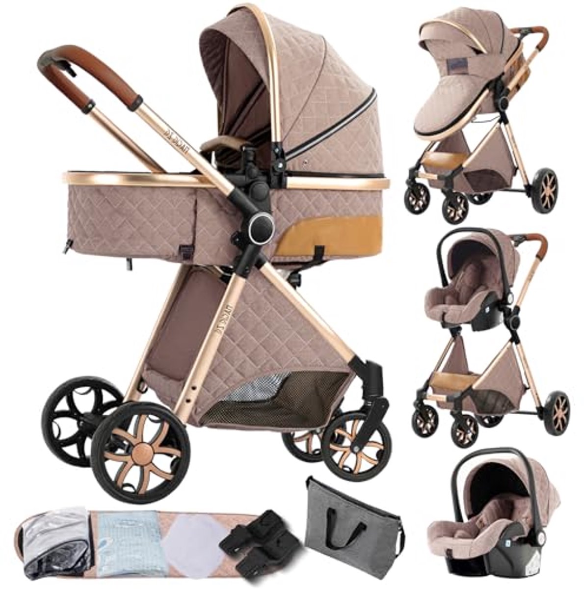 3-in-1 Combi Kinderwagen voor Pasgeborenen - Opvouwbare