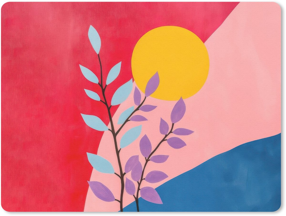 Muismat 23x19 cm - Mousepad Bladeren - Zon - Abstracte vormen - Muismatten