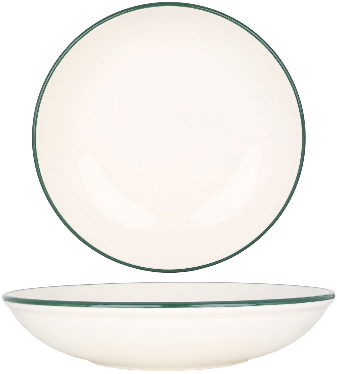 Rinart Diepbord - Green Edge - Porselein - 23 cm (900cc) - set van 6