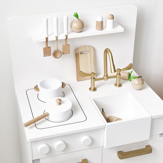 Petite Amélie Speelkeuken Wit - Kinderkeuken incl. 7 Keukenaccessoires - H 83,5 cm