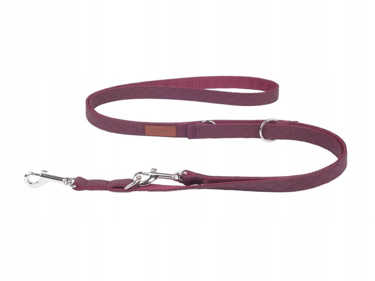 Amiplay Cambridge XL Verstelbare Leren Hondenlijn Bordo 100-200cm