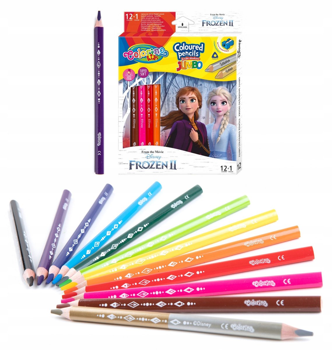 Jumbo Driehoekige Kleurpotloden Frozen II - 13 Kleuren