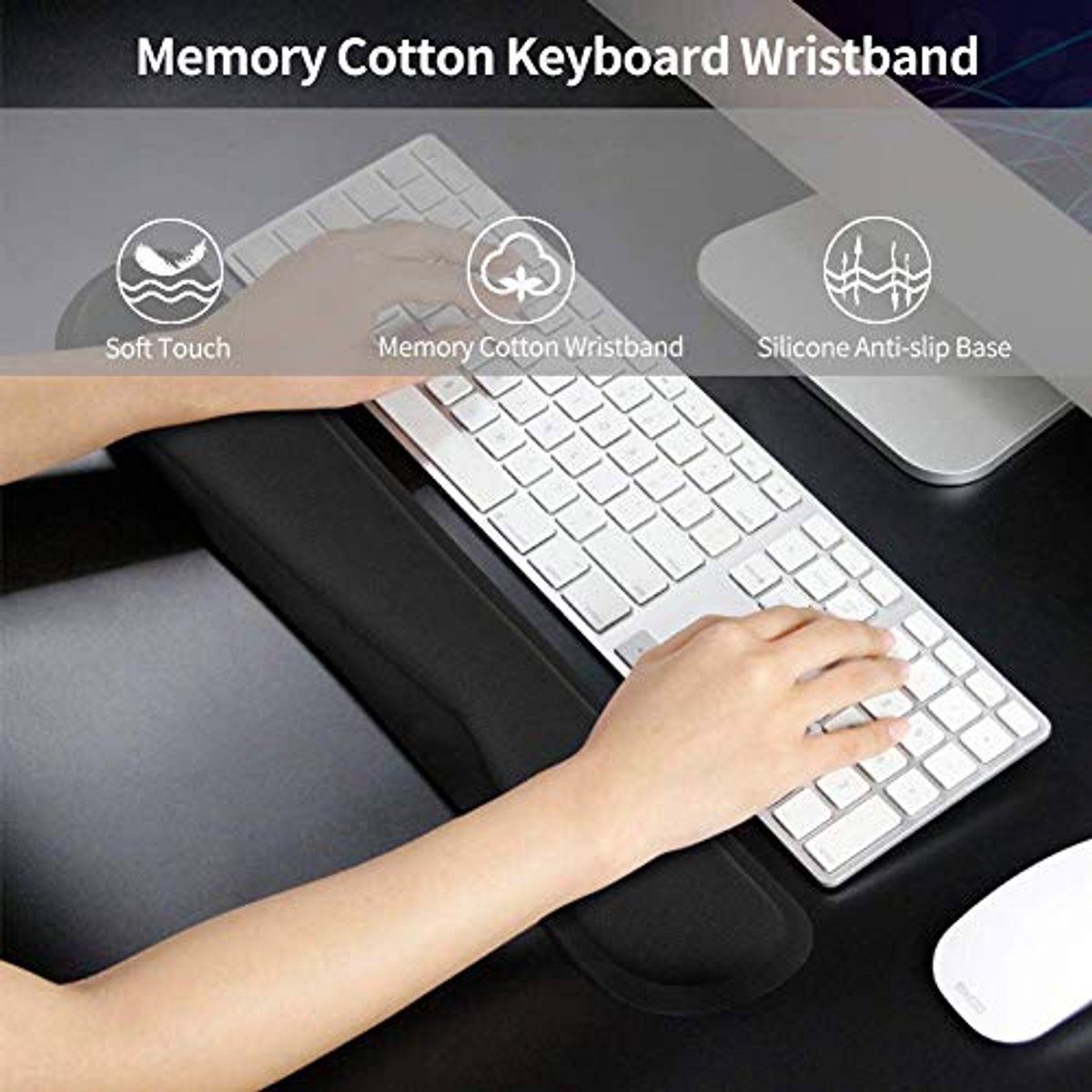 Ergonomische Polssteun Set met Memory Foam voor Toetsenbord en Muis - Anti-Slip Ondersteuning voor Werken en Gaming