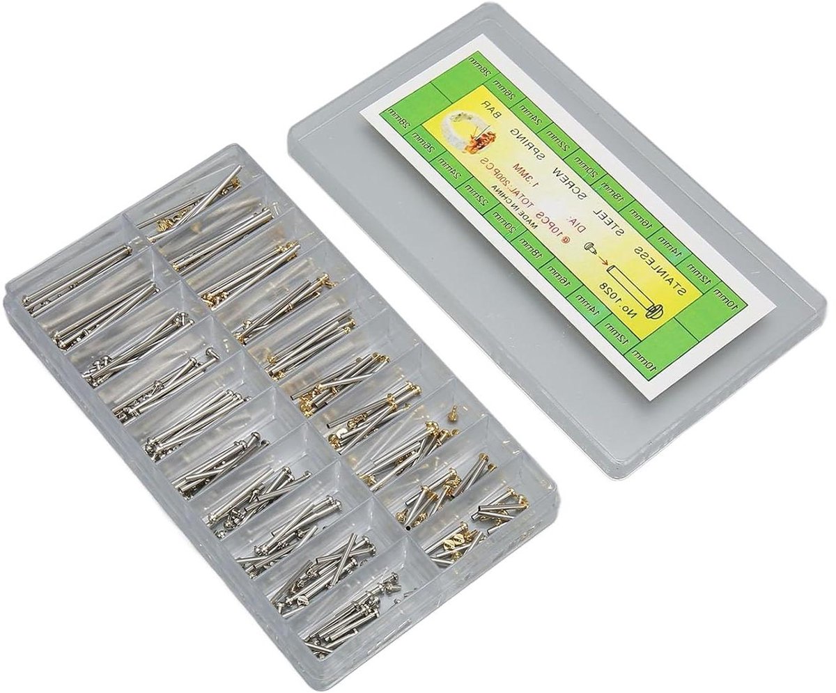 Allecto Plus - Horlogeschroefbuis Roestvrij Staal 10 Maten - 200 Stuks - Horlogeband Reparatiegereedschapset - Vervanging Horlogeband - Inclusief Doos
