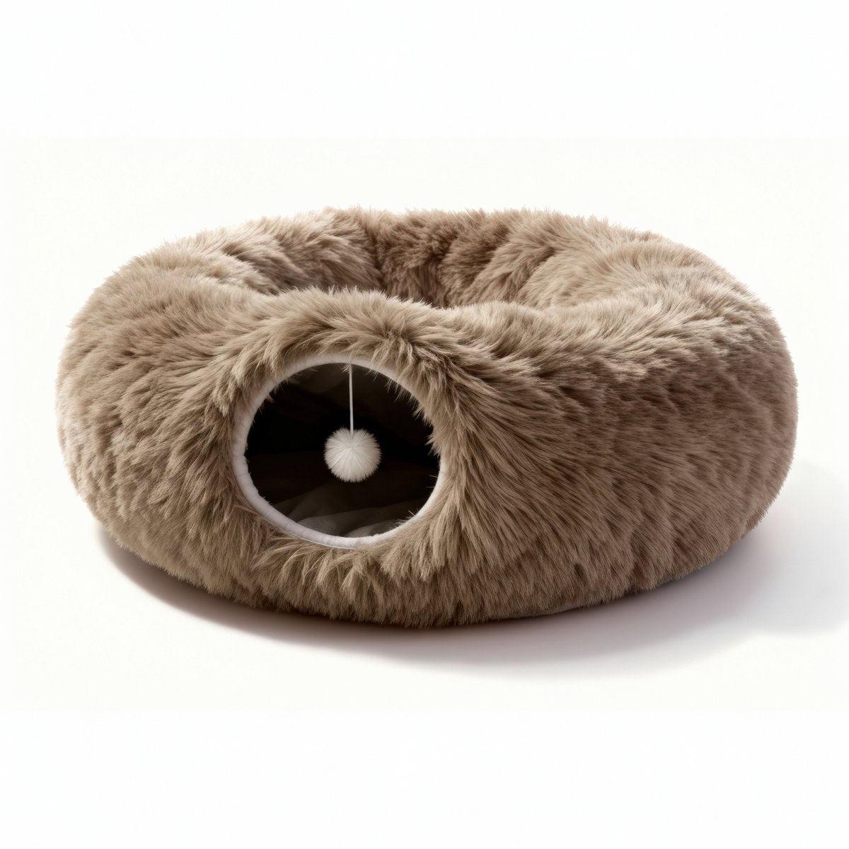 Animal Oasis Kattenmand - Pluche Speeltunnel - Kattentunnel & Kattenbed - Kruiptunnel - Kattenhol - 80x26 cm - Beige