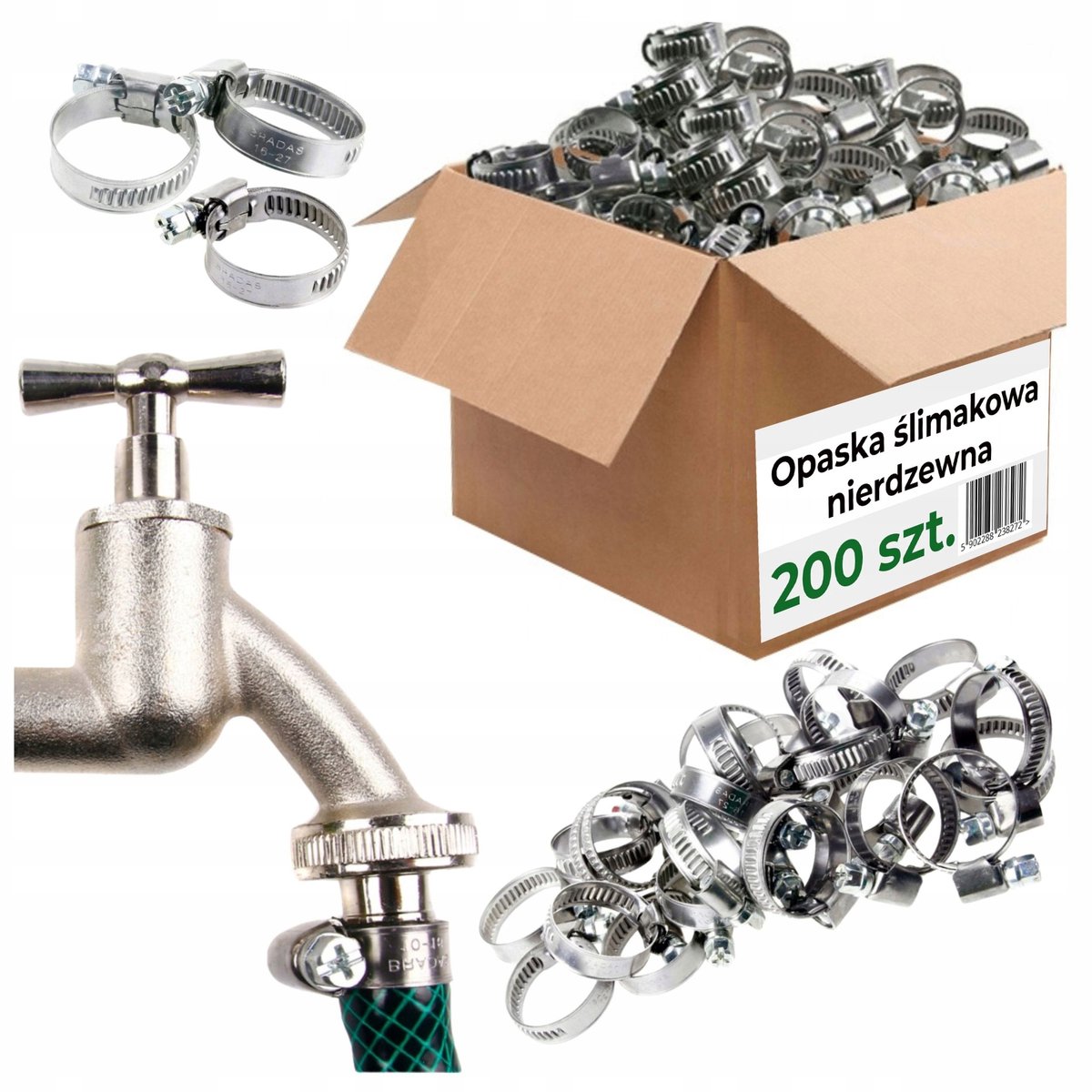 200x Roestvrijstalen Slangklemmen 16-27mm - Slang, Kraan & Buisklemmen