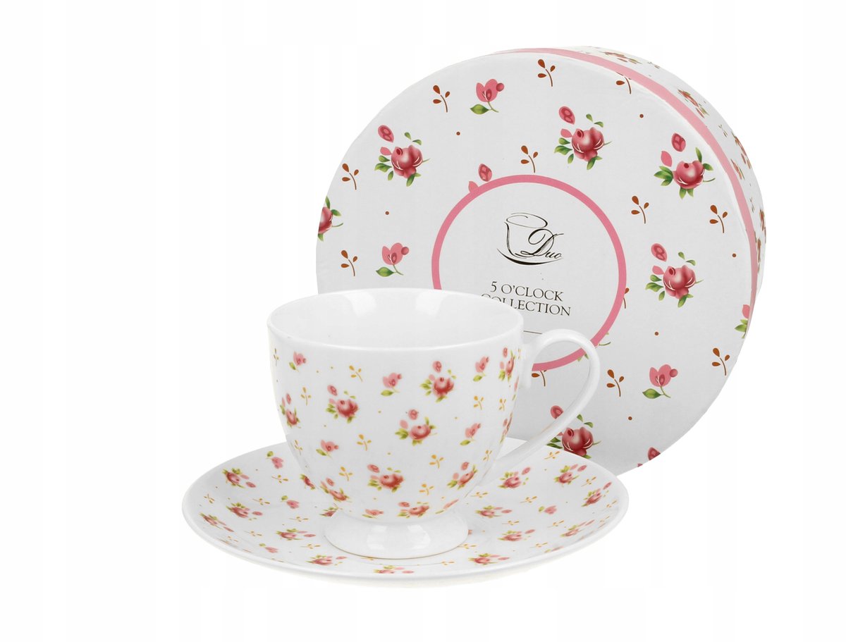 Duo Eleni Porseleinen Kop in Schotel 220ml - Bloemendecor