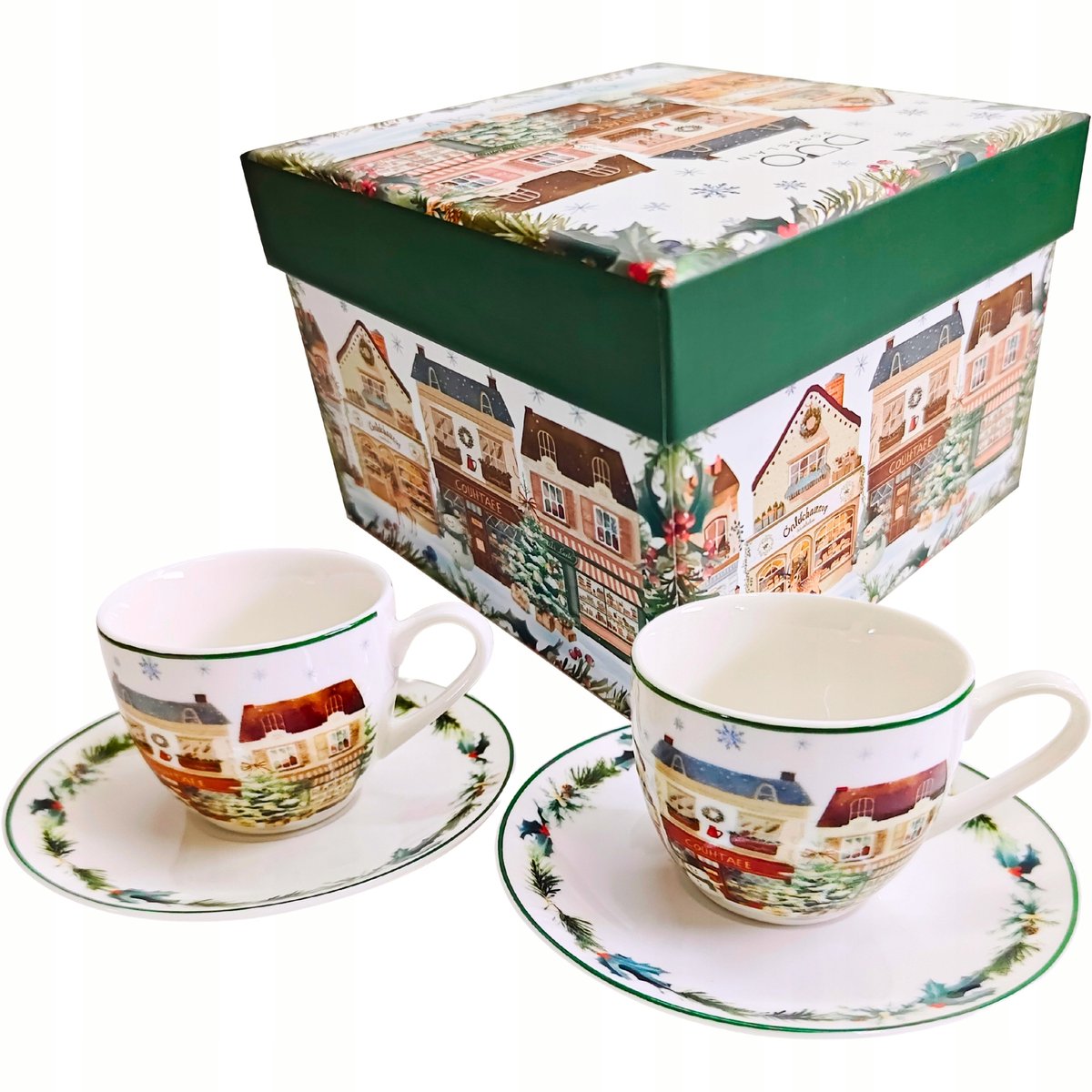 2x Porseleinen Espresso Kopjes 90ml - Christmas City