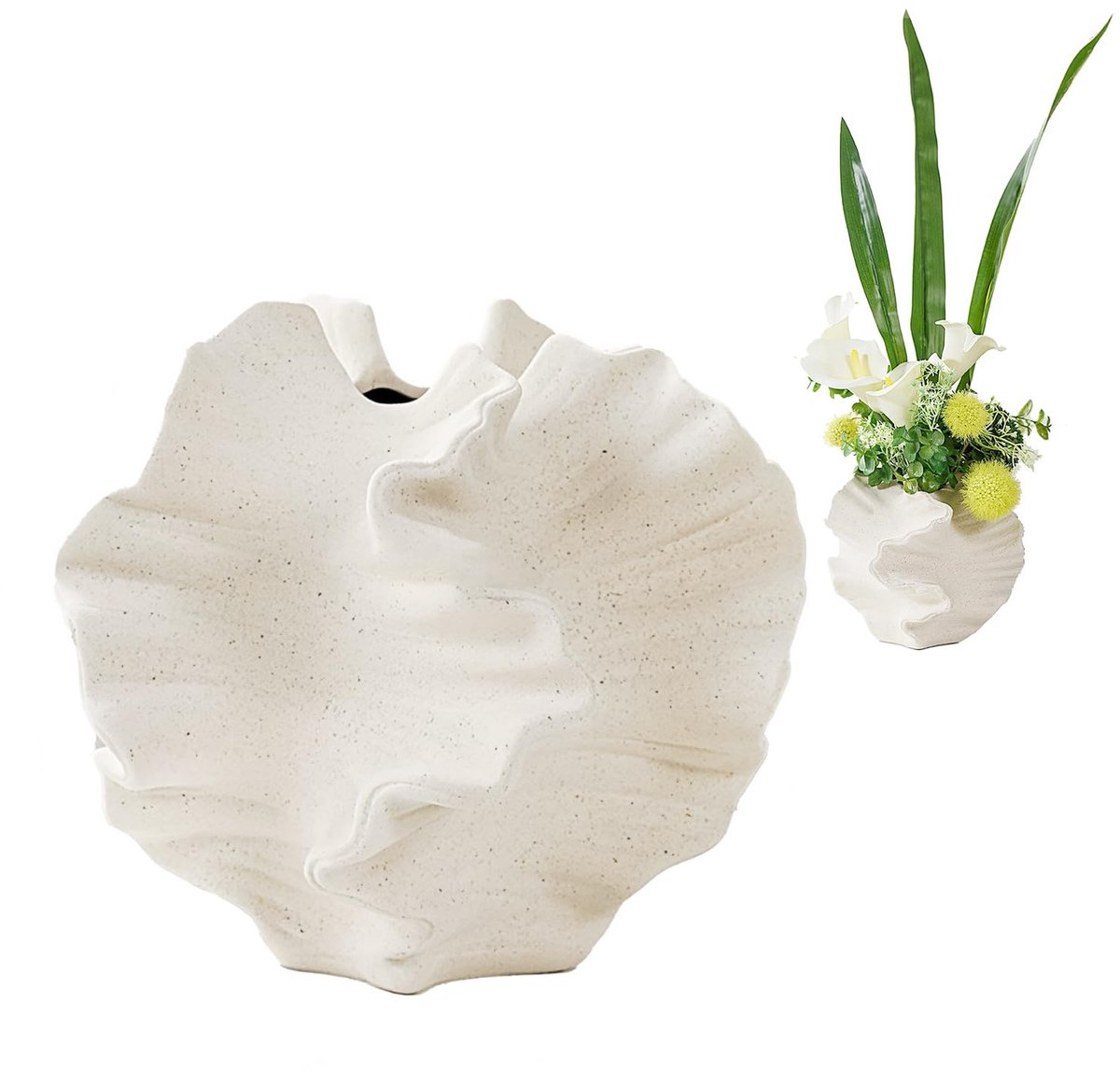 Unyqoos Stijlvolle beige keramische vaas voor Scandinavische en boho inrichting