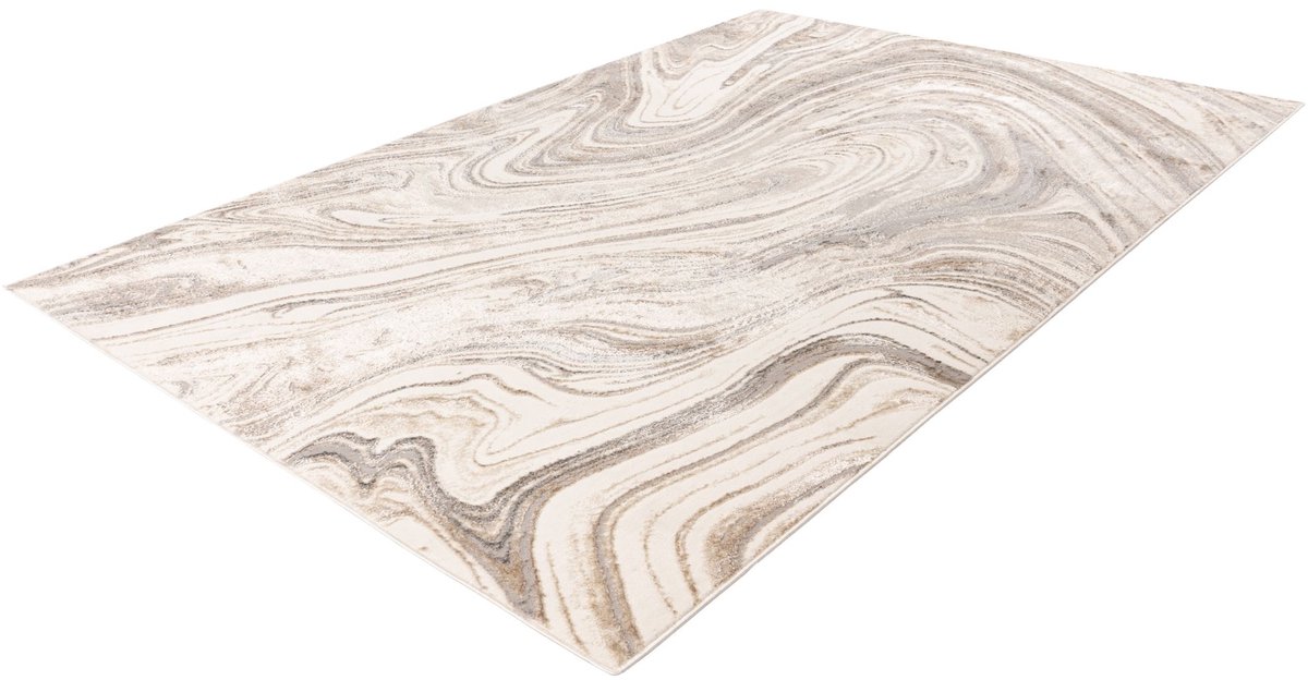 Lalee Vloerkleed - Tapijt - Modern - Zilver Beige - 3D-effect - Glanzend oppervlak - Zacht en comfortabel