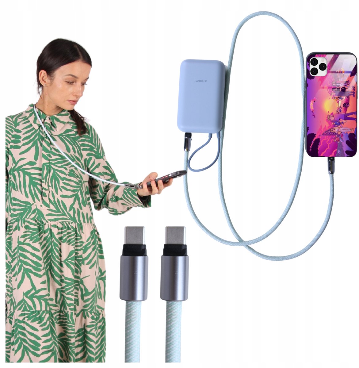 USB-C Kabel met Lanyard - 60W Snelladen & Data, 1.2m Blauw
