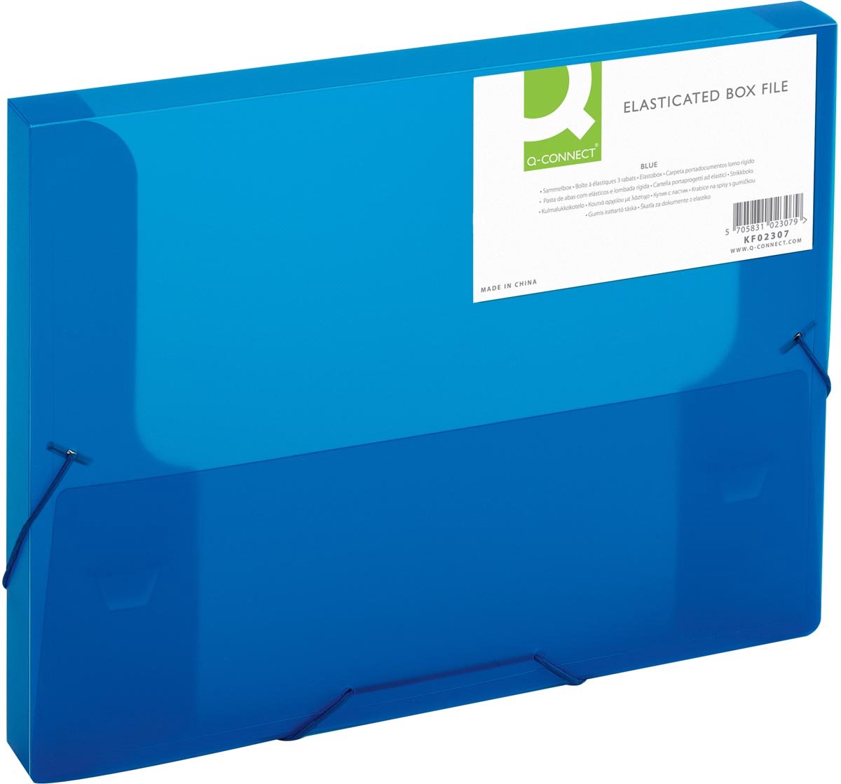 Q-CONNECT elastobox | met elastieken | A4 | rug 25 mm | blauw