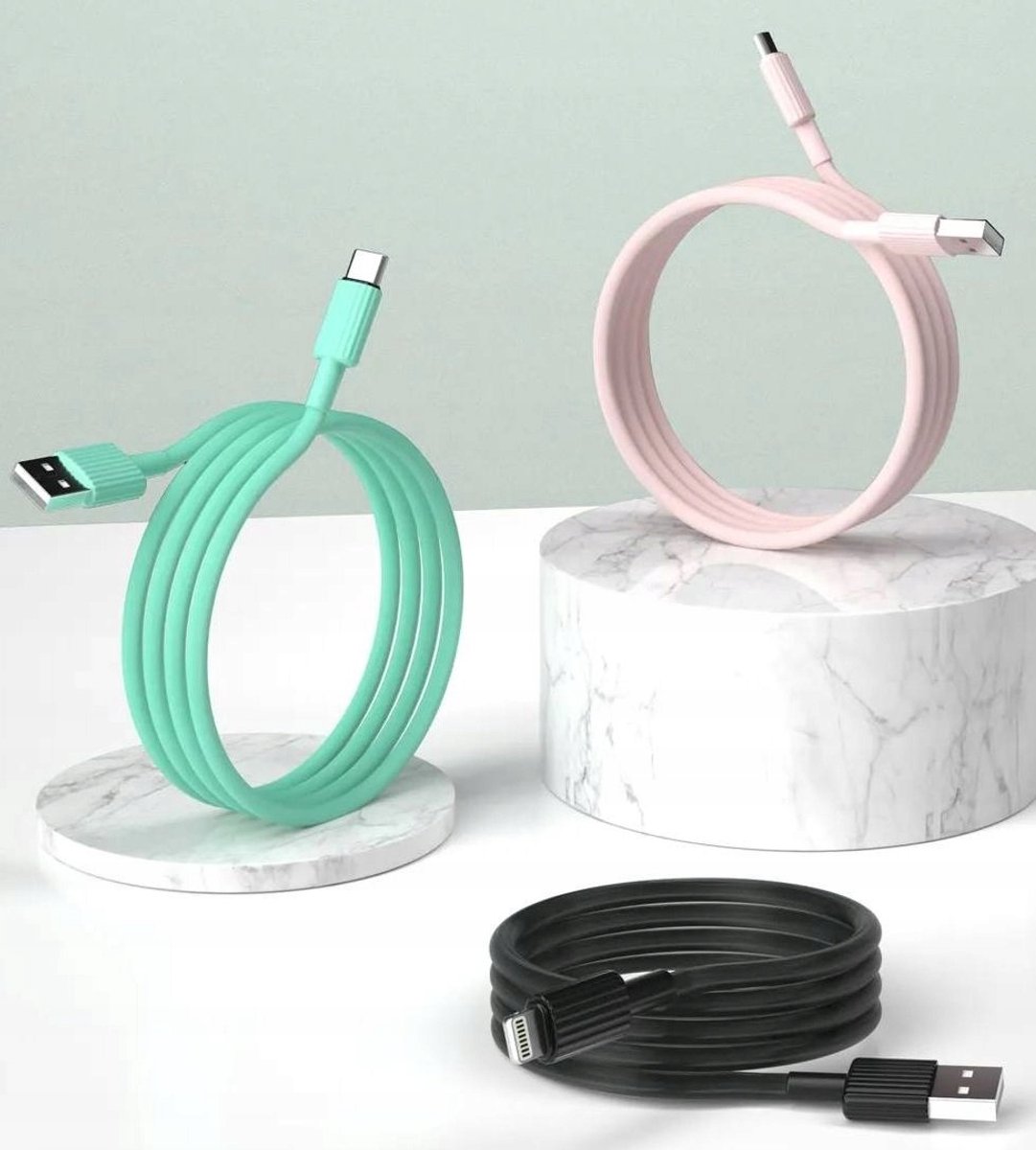 XO NB156 USB-C Kabel 1m 2.4A Snel Laden Roze