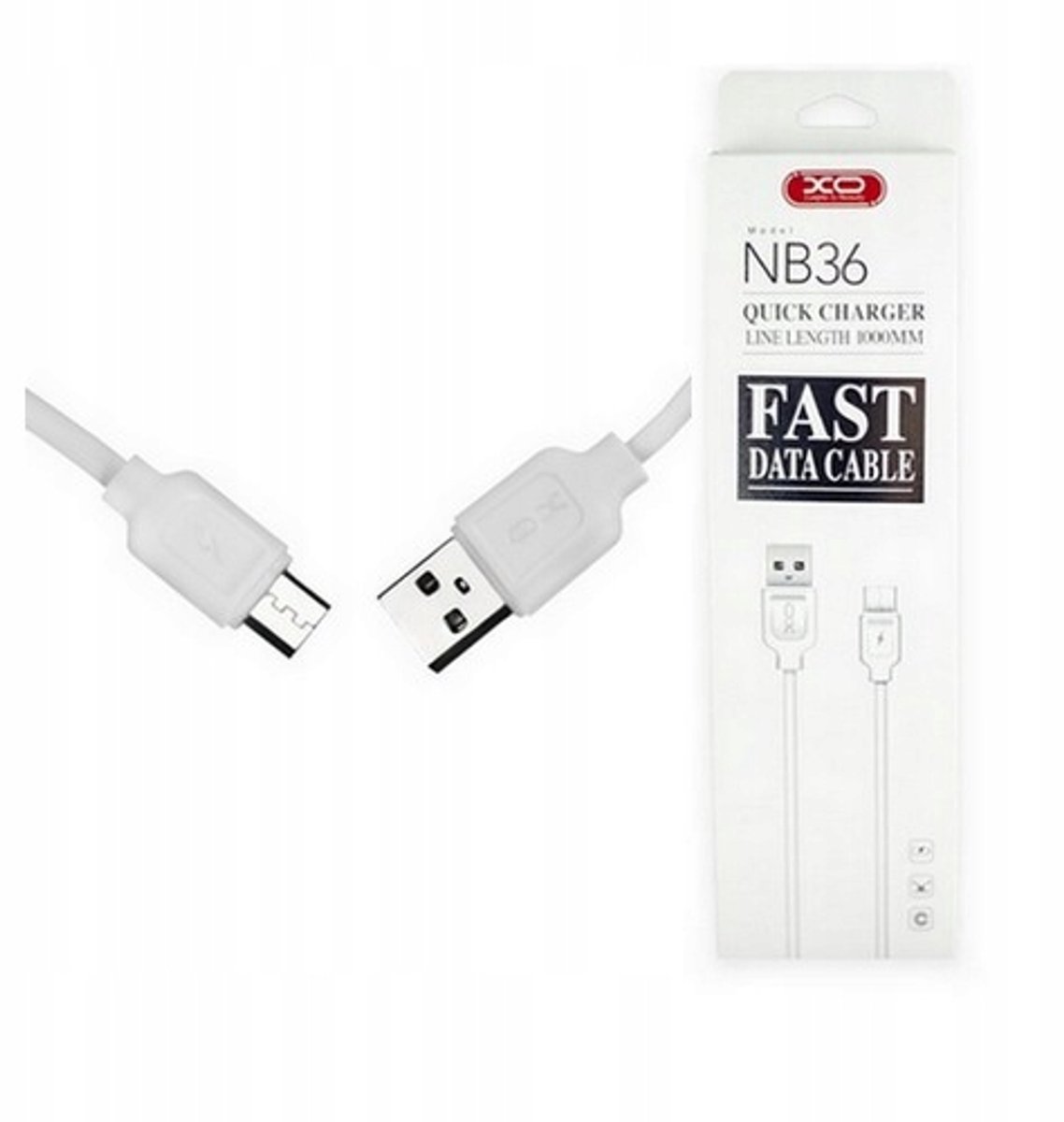 XO NB36 Micro-USB Kabel 1m Wit - Snel Laden 2.1A