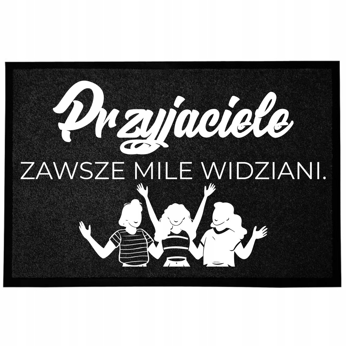 Zwarte Deurmat met Opdruk 'Vrienden Welkom' - 40x60cm