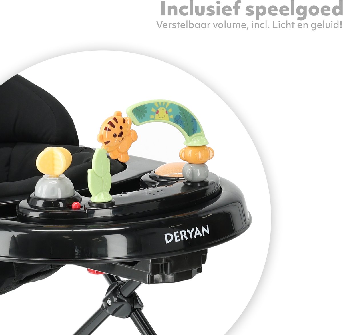 Deryan Luxe 2-in-1 Loopstoel - Inclusief speelset - Inklapbaar - Zwart – foto 5