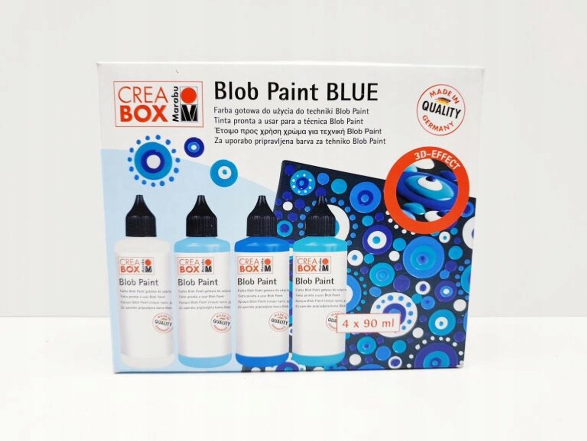 Blob Paint Verf Set - 4x90ml - Blauw & Wit