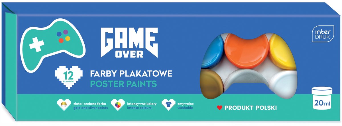 Plakkaatverf 12 Kleuren Game Over Interdruk