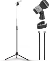 Pied de microphone Pyle – Trépied, col de cygne réglable, robuste et pliable, pieds antidérapants, pince de microphone et adaptateur 5/8", hauteur 133–201 cm inclus