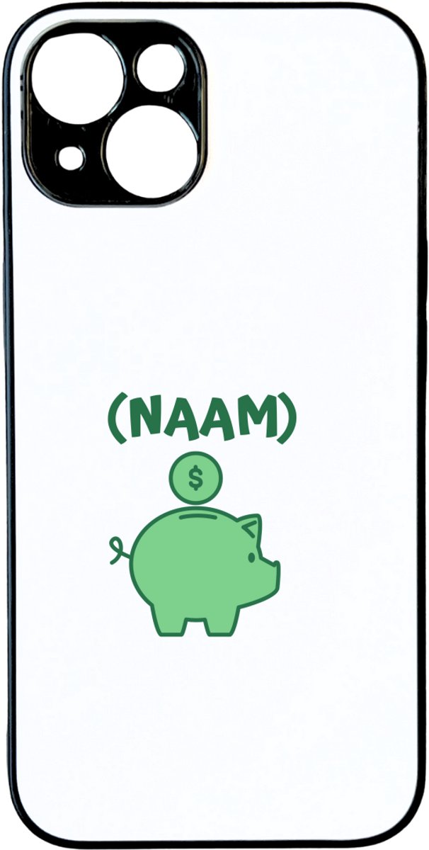 Hacebo® - Groene piggy bank met eigen naam telefoonhoesje - Varken - iemand die van geld houdt - telefoonhoesjes - cadeau voor iemand die houdt van geld - verjaardagscadeau - gift - geschenk - hoesje geschikt voor iPhone 14