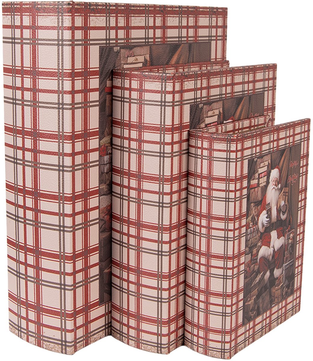 Clayre & Eef Opbergdoos Set van 3 Boeken 27/ 22 / 18 cm Bruin MDF
