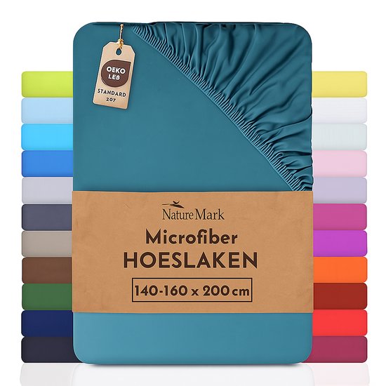 Drap-housse en microfibre disponible en plusieurs tailles et couleurs, 140x200cm Petrol