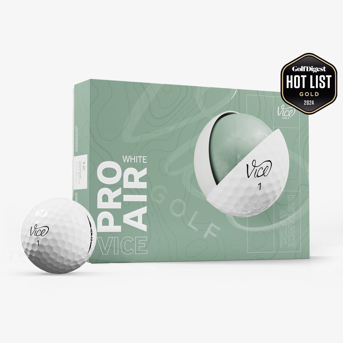 Vice Golf Pro Air - 12 golfballen - Wit - Urethane cover - 3-delig - Hoge vlucht & lange carry