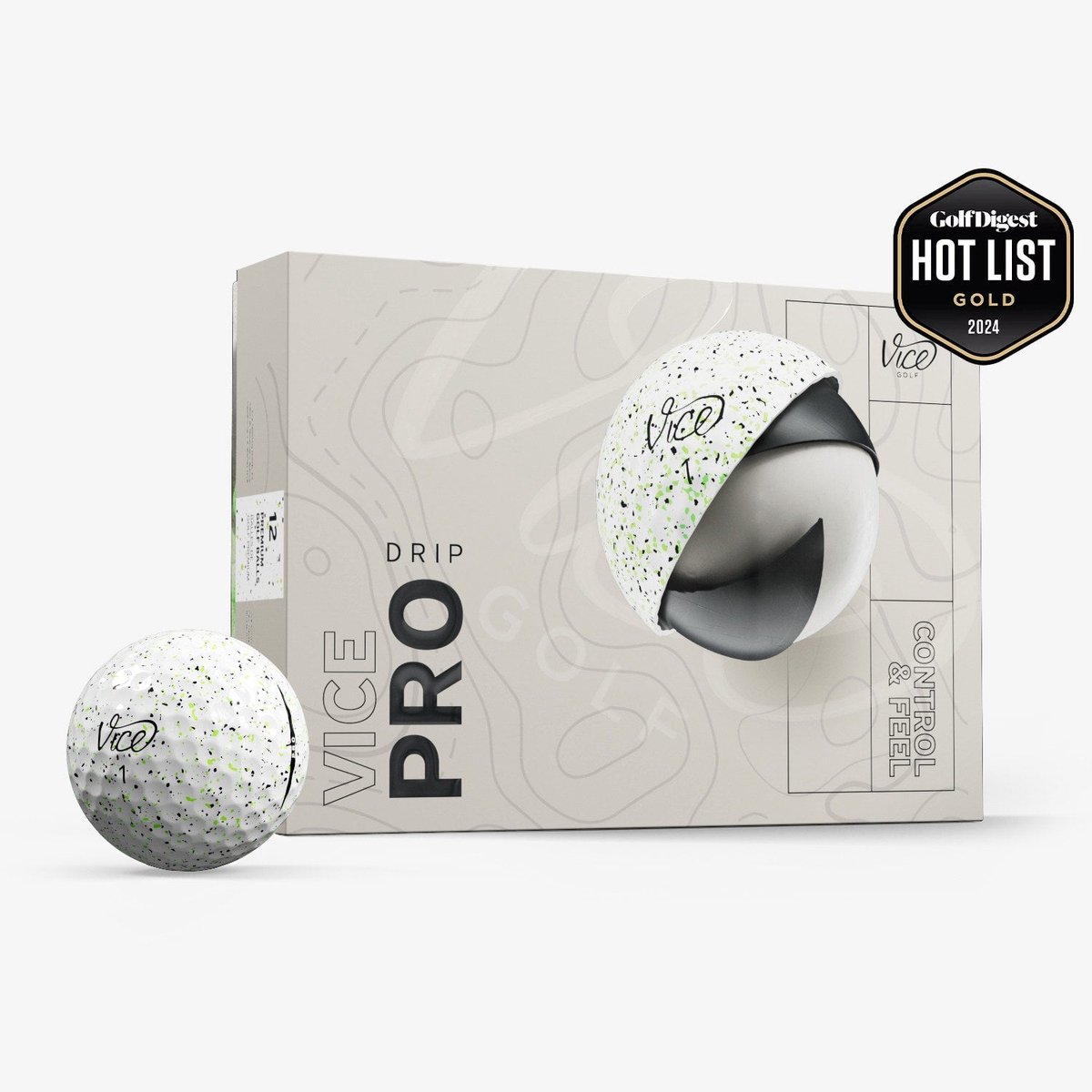 Vice Golf Pro - 12 golfballen - Drip Lime - Premium 3-delig - Urethane cover - Betrouwbare allrounder