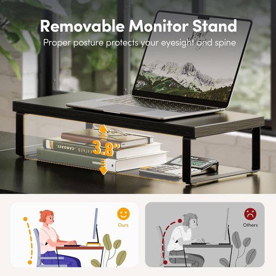 Gaming Bureau met Monitorstandaard en Opbergtas - L-vormig Hoekbureau 120x120 cm — afbeelding 3