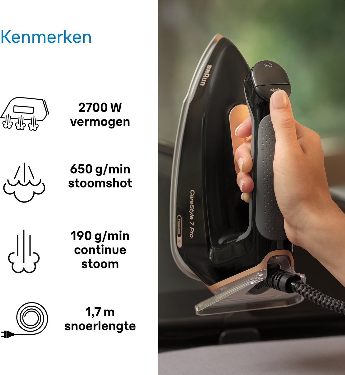Braun CareStyle 7 Pro IS7286BK - Stoomgenerator - Automatische Instellingen - Halveert Strijktijd - Zwart — afbeelding 6