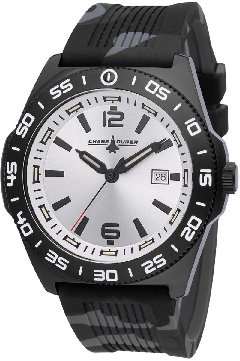 Chase Durer CDW-0175 Heren Horloge - Waterdicht - Analoog - Quartz Uurwerk - Roestvrij Staal met zilveren Wijzerplaat - 45mm