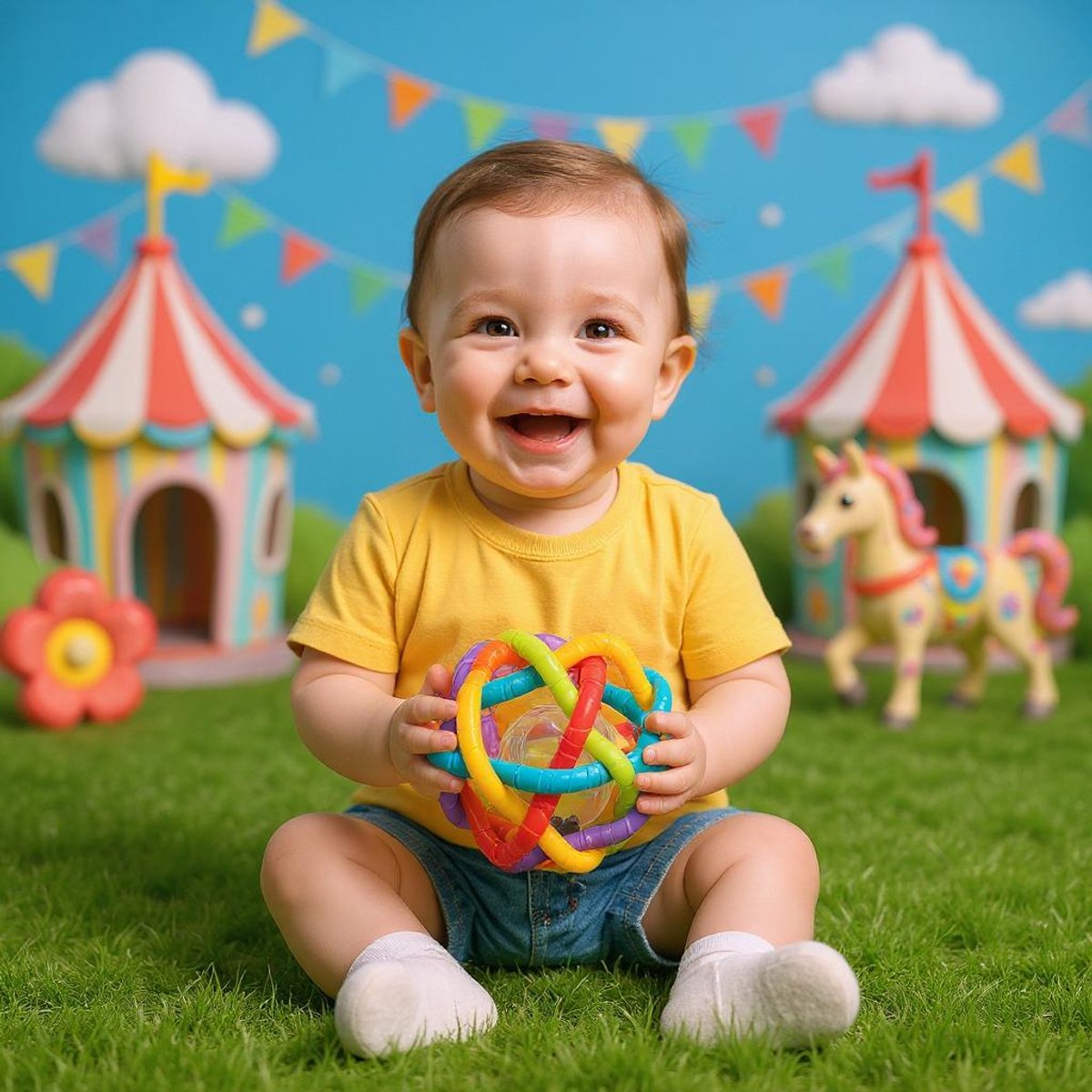 Playgro Buigbare Bendy Ball - Grijp- en Bijtspeelgoed - incl rammelaar - Activiteitenbal- Baby bal - Baby Speelgoed - Educatief baby speelgoed - Speelgoed Baby - Activity centre - Rammelaar - Activiteiten speelgoed - Cadeau - stimuleert ontwikkeling — afbeelding 12