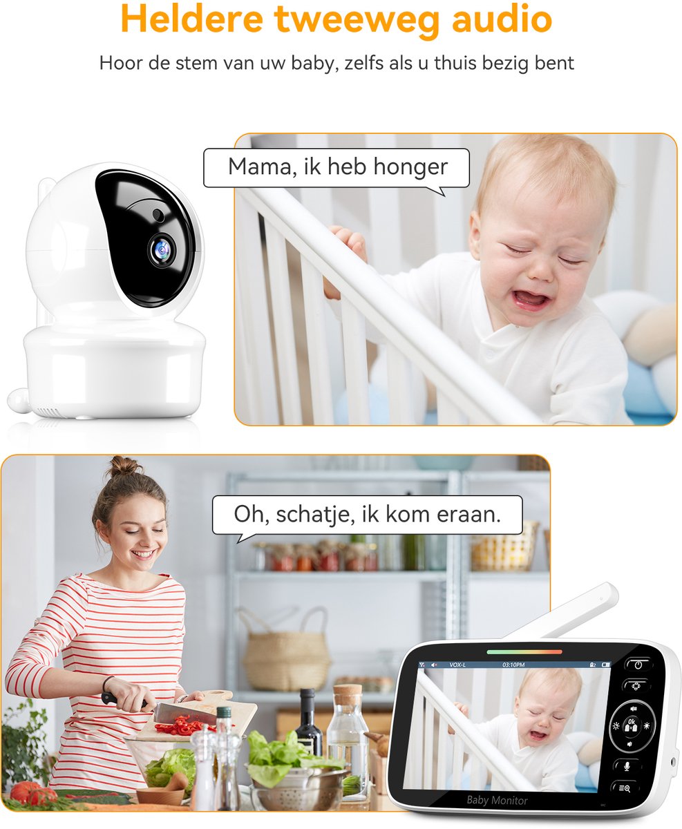 MAKURAZ Babyfoon met Camera - Veiligheidsmonitor met Temperatuursensor - afbeelding 2