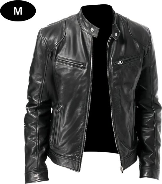 Veste en cuir Nivard - Veste en cuir - Veste en cuir - Blouson aviateur - Veste pilote - Blazer - Motard - Veste de moto - Souris de moto - Homme - Zwart M
