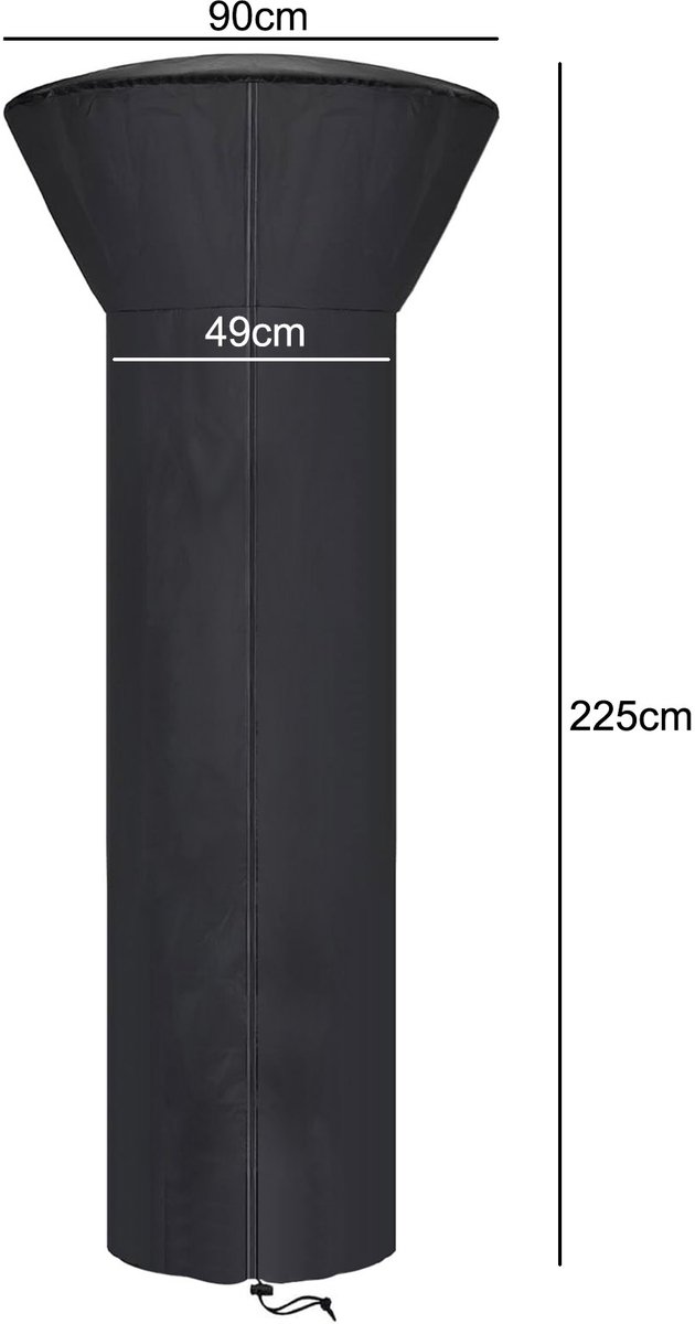 FEROCITY - Beschermhoes voor terrasverwarmer - 49x90x225 cm - waterdichte, duurzame hoes voor vrijstaande terrasverwarmers - Zwart