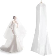 Stofdichte trouwjurk hoes - 183*60 cm - Kledinghoes - Stofhoes voor avondjurken - Stofhoes voor trouwjurk - Stofhoes voor jurk - trouwjurk opbergtas - stofdichte kledingtas - kledingzak - met rits - voor trouwjurken, avondjurken of lange jassen - wit